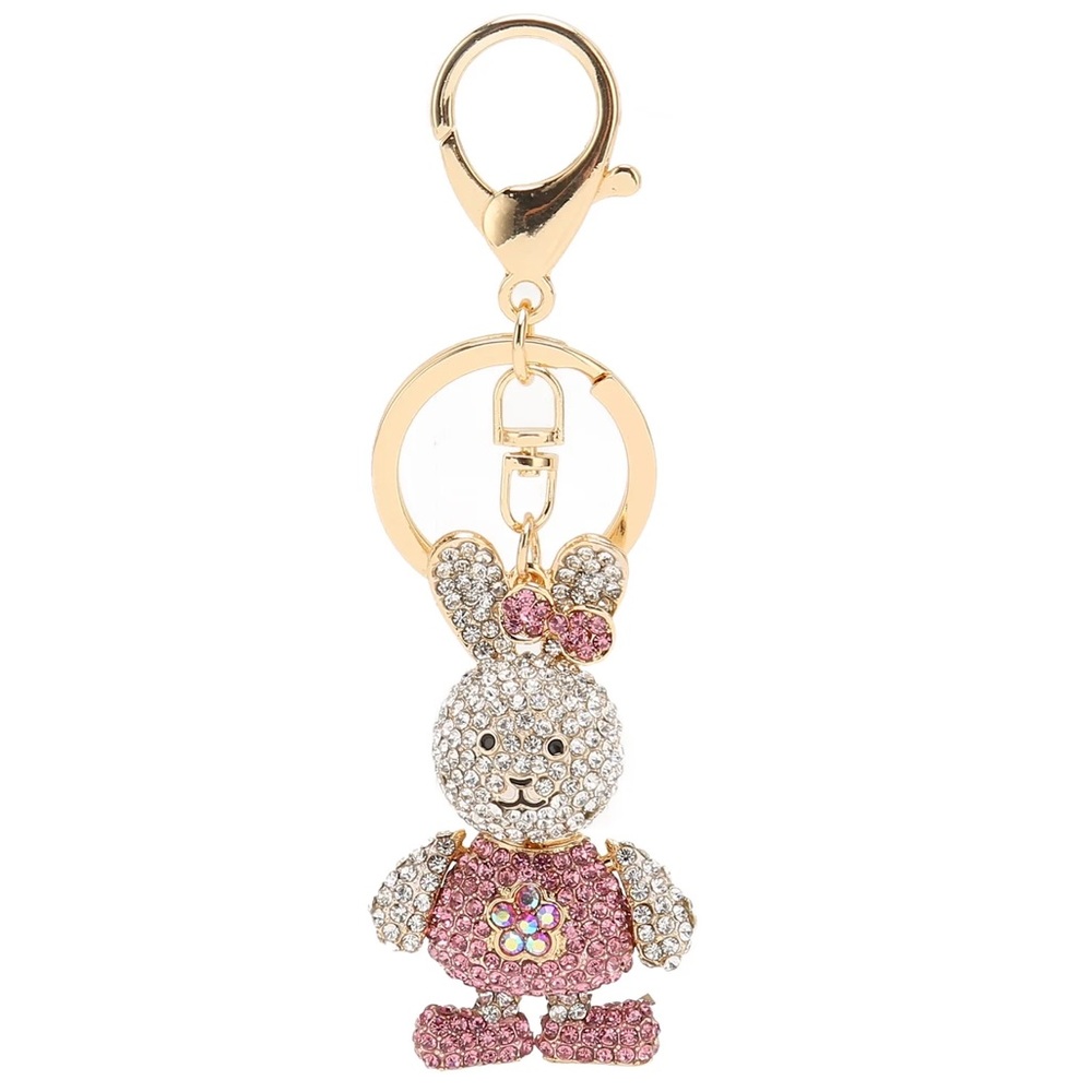 Mint Sequin Bunny Charm Keychain bag charm in Pink and Gold new